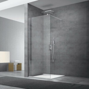 Paroi de douche à l'italienne 87x200 cm Walk-in, anti-calcaire, verre transparent (WI90-SET) pour une salle de bain moderne et élégante