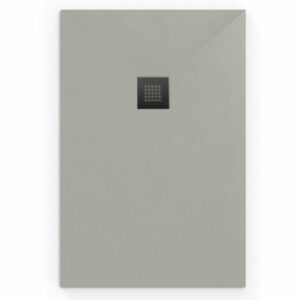 Receveur de douche rectangulaire en marbre coulé 100x80 cm avec siphon - Gris