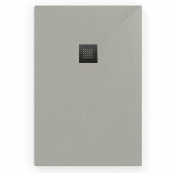 Receveur de douche rectangulaire en marbre coulé 100x80 cm avec siphon - Gris