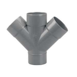 Culotte Mâle / Femelle doubles parallèles PVC 45° - Diamètre 100 mm