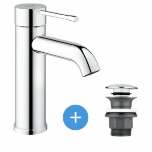 Grohe Essence - set mitigeur de lavabo taille S + Bonde clic clac Grohe pour lavabo avec trop-plein