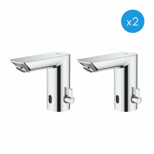 Lot de 2 mitigeurs lavabo infrarouge 1/2″ avec limiteur de température ajustable, Chromé