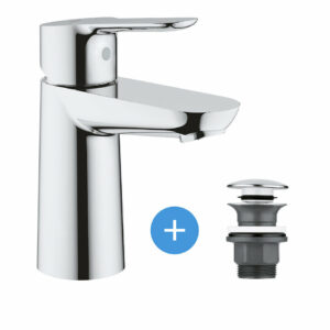 Set Mitigeur pour lavabo taille S + Bonde clic clac Grohe pour lavabo avec trop-plein