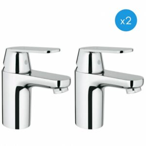 Ensemble de 2 mitigeurs de lavabo Grohe Eurosmart Cosmopolitan ES, chrome inoxydable