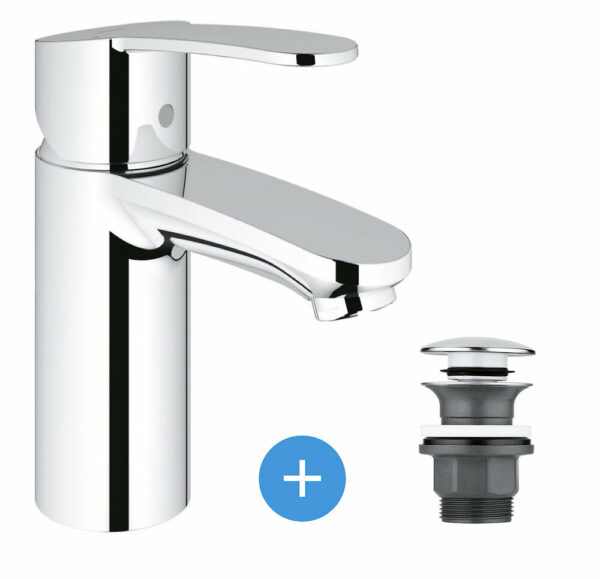 Bonde clic clac Grohe pour lavabo avec trop-plein - Set Mitigeur lavabo Eurostyle Cosmopolitan Taille S