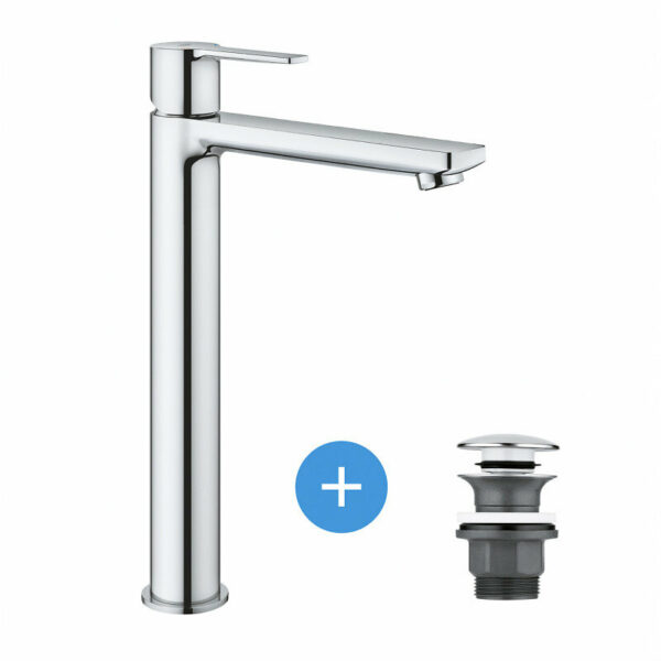 Grohe Lineare Set Mitigeur Monocommande Lavabo Taille XL + Bonde clic clac Grohe pour lavabo avec trop-plein