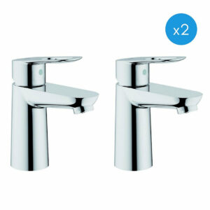 Lot de deux mitigeurs Lavabo BauLoop GROHE - Chrome éclatant et durable