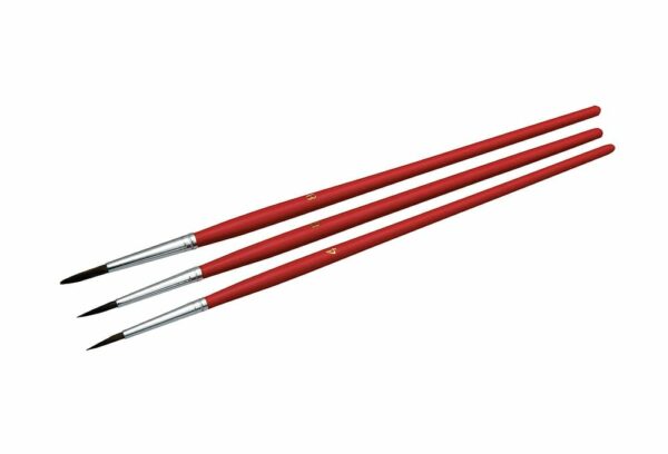 3 Pinceaux Aquarelle Taille N4, N6 et N8 en Poils de Poney - Manche en Bois Verni