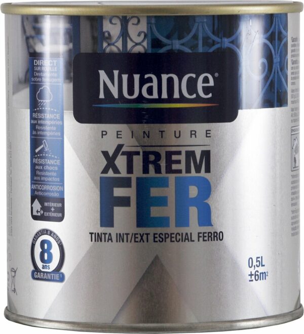 Peinture XTREM Fer - Noir - Satin - 0.5L pour une protection optimale du fer