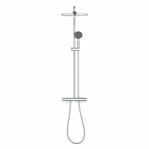 Colonne de douche thermostatique XXL Round 250 + Douchette 2 jets, Chrome (26816022)