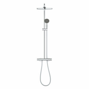 Colonne de douche thermostatique XXL Round 250 + Douchette 2 jets, Chrome (26816022)