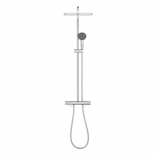 Colonne de douche thermostatique XXL Cube 250 + Douchette 2 jets, Chrome (26696022)