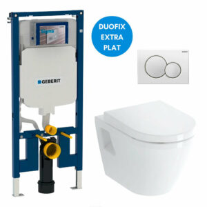 Pack WC Bâti-support UP720 extra-plat + WC Vitra Integra + Abattant en Duroplast + Plaque blanche - Installation Facile et Moderne