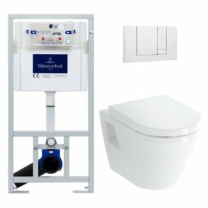 Pack WC Bâti-support Viconnect + WC Vitra Integra + Abattant en Duroplast + Plaque Blanche