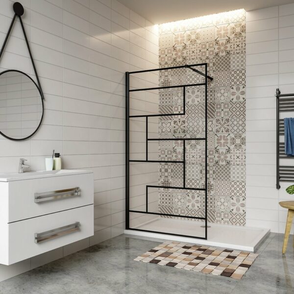 Paroi de douche à l'italienne en verre anticalcaire 120x200cm avec barre de fixation extensible