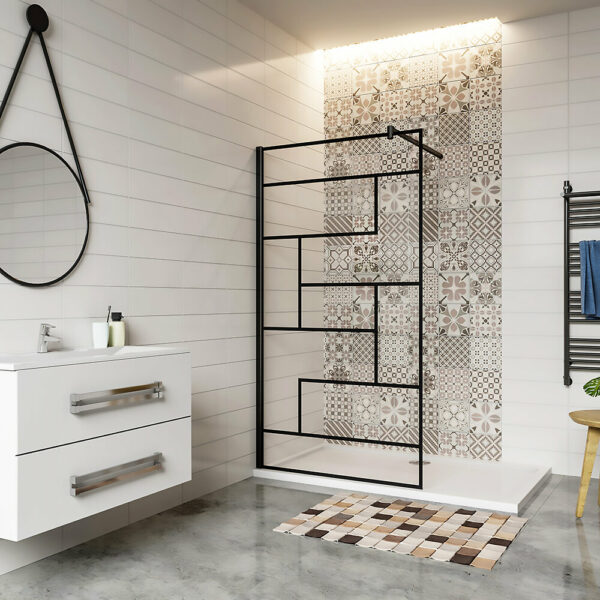 Paroi de douche 120x200cm en verre anticalcaire avec barre de fixation extensible