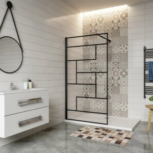 Paroi de douche en 8mm verre anticalcaire avec barre de fixation extensible