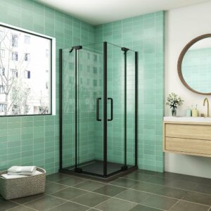 AICA cabine de douche Noire 90x90x195cm