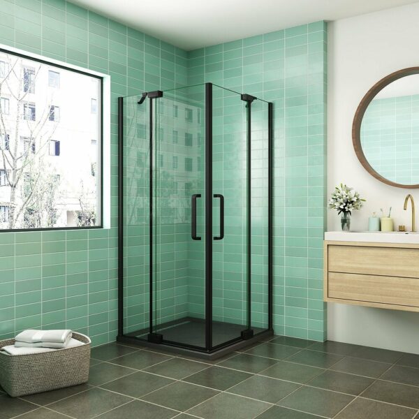AICA cabine de douche Noire 90x90x195cm