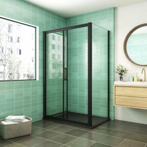 AICA cabine de douche coulissante 100x80x195cm porte de douche avec l'amortisseur