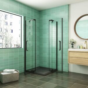 AICA cabine de douche Noire 120x80x195cm cabine de douche battante l'accès d'angle en 8mm verre anticalcaire