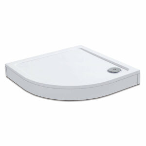 AICA Receveur de douche blanc 90x90cm 1/4 de cercle - Receveur de douche extra-plat avec bonde et kit de plinthe