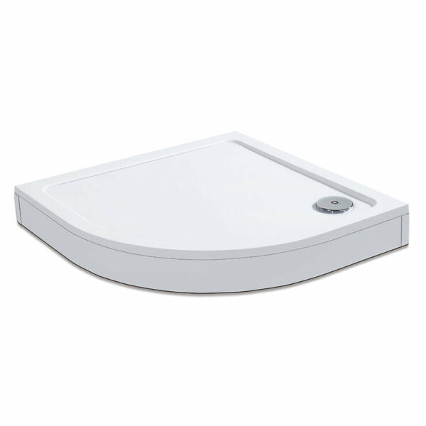 AICA Receveur de douche blanc 90x90cm 1/4 de cercle - Receveur de douche extra-plat avec bonde et kit de plinthe
