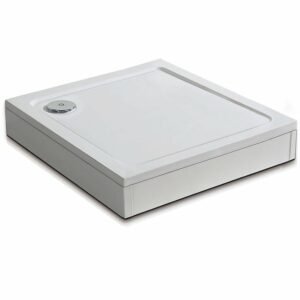 Receveur de douche blanc extra-plat carré 100x100cm avec kit complet