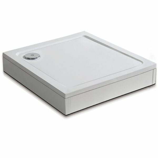 Receveur de douche blanc extra-plat carré 100x100cm avec kit complet