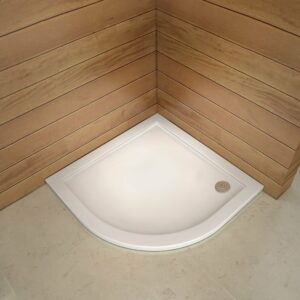 Receveur de douche blanc 90x90x3cm 1/4 de cercle, Extra-plat, gel coat, bac à douche anti-dérapant Modèle Classique