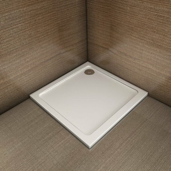 Receveur de douche blanc 90x90x3cm carré, extra-plat, anti-dérapant