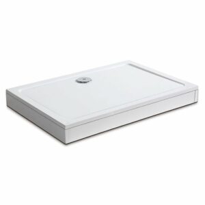 Receveur de douche blanc 120x70cm rectangulaire extra-plat avec bonde et kit de plinthe