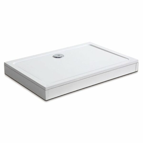 Receveur de douche blanc 120x70cm rectangulaire extra-plat avec bonde et kit de plinthe