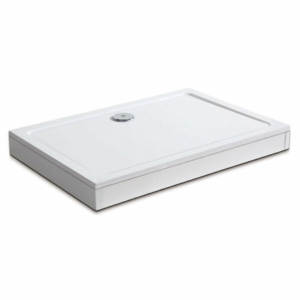 Receveur de douche blanc 120x70cm rectangulaire avec bonde de receveur et kit de plinthe