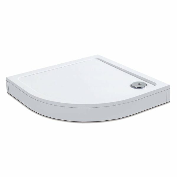 Receveur de douche blanc 80x80cm 1/4 de cercle, extra-plat avec bonde de receveur et kit de plinthe