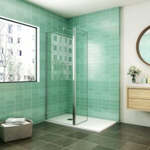 Paroi de douche à l'italienne AICA avec retour pivotant 70x200cm en verre sécurit