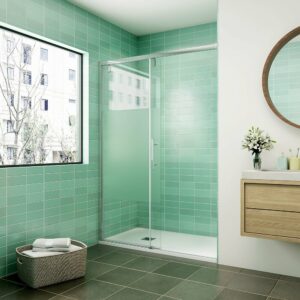 Porte de douche coulissante en verre sablé 120x190cm avec amortisseur
