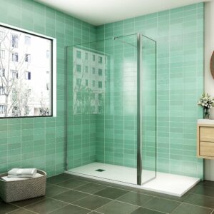 AICA paroi de douche 120x200cm avec retour pivotant 50x200cm en verre securit