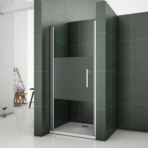 AICA Porte de douche pivotante en verre bande central dépoli anticalcaire