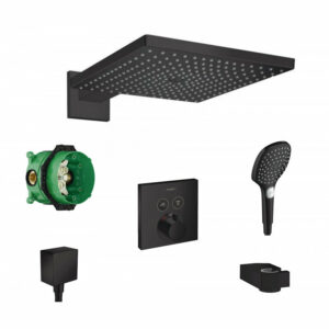 Kit de douche Hansgrohe Raindance E300 noir mat avec finition ShowerSelect