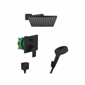 Ensemble de douche tout-en-un en noir mat Hansgrohe Vernis Shape Set