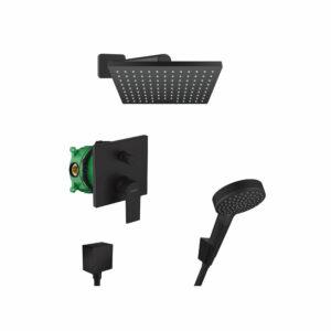 Hansgrohe Vernis Shape Set de douche tout en 1 avec Douche de tête 230 + Douchette à main 2 jets, Noir mat