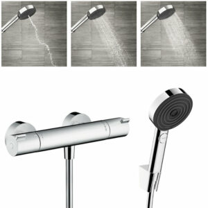 Mitigeur thermostatique douche + Douchette à main XXL 105mm 3 jets