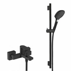 Set de douche avec mitigeur monocommande + Douchette à main XXL 3 jets, Noir mat (71450670-Raindance) - Grohe