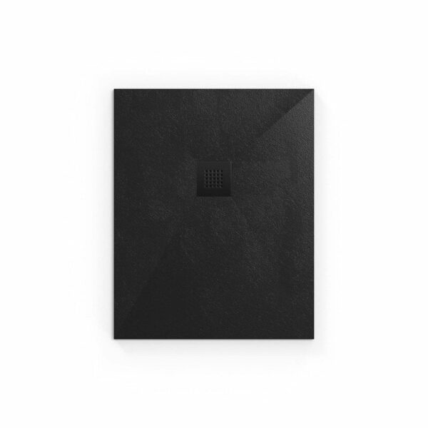Receveur de douche rectangulaire en marbre coulé, Noir 100x80cm avec siphon
