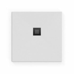 Receveur de douche carré 90x90cm en marbre coulé avec siphon Blanc