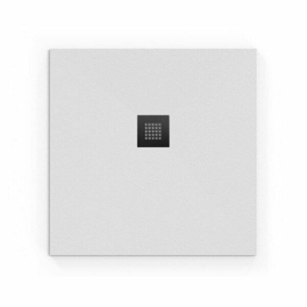 Receveur de douche carré 90x90cm en marbre coulé avec siphon Blanc