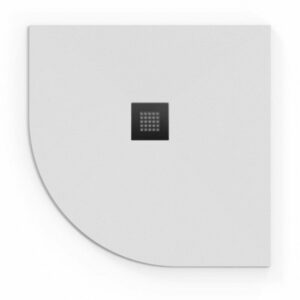 Receveur de douche quart de cercle 90x90cm en marbre coulé blanc avec siphon