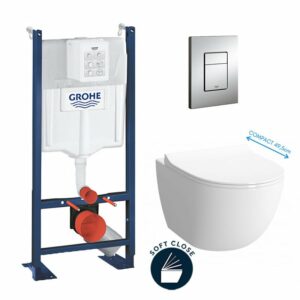 Pack WC Grohe Sento Compact avec bâti-support autoportant et plaque chrome