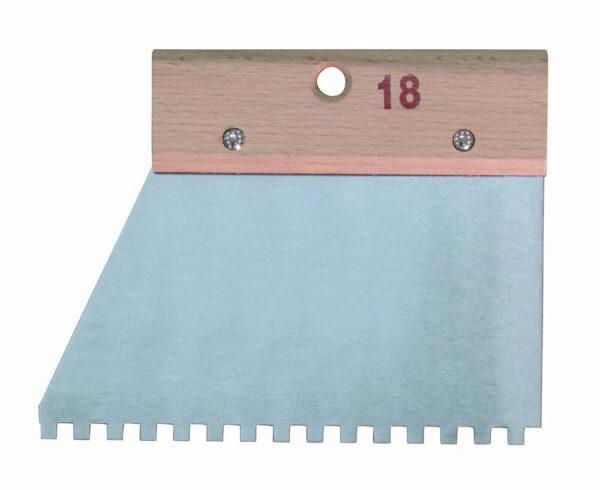 Couteau à colle à denture carrée 6x6 - 18cm avec manche en bois pour bricolage
